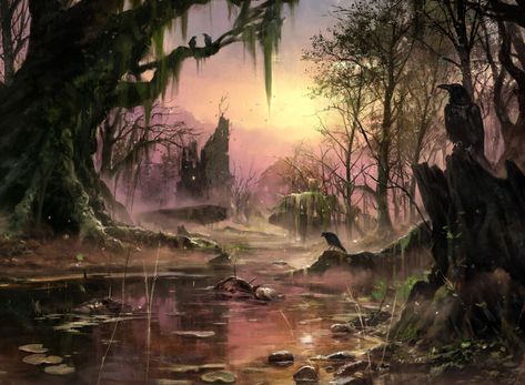 ArtStation - [MTG] Swamp, Paul Canavan Drawtober 2022, Swamp Wallpaper, Swamp Art, Discord Game, Drawing Rocks, Magic Land, Mtg Art, Fantasy Background, Occult Art