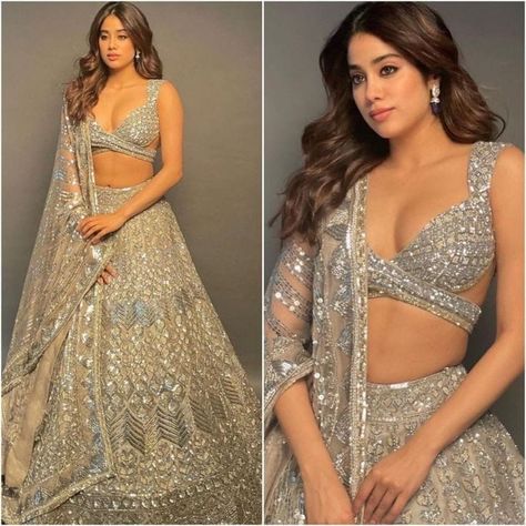 Unique Lehenga Designs, Indian Dress Up, Simple Lehenga, Fashionable Saree Blouse Designs, Janhvi Kapoor, Traditional Indian Dress, Saree Designs Party Wear, Indian Dresses Traditional, Traditional Indian Outfits