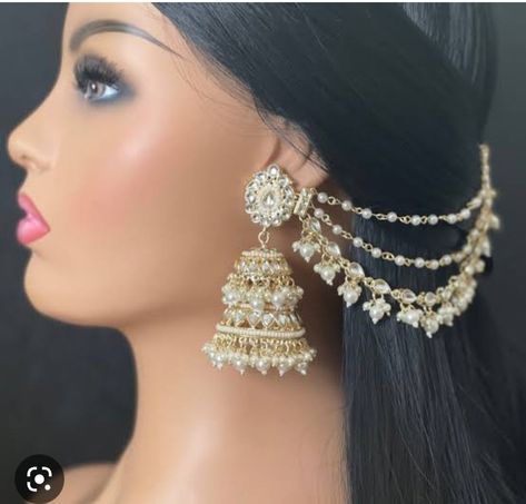 Indian Jumkas, Pearl Jhumkas, Butter Paper, Bridal Jewelry Sets Brides, Pretty Jewelry Necklaces, Ear Chain, Fancy Jewellery Designs, Indian Jewellery Design Earrings, Indian Jewelry Sets