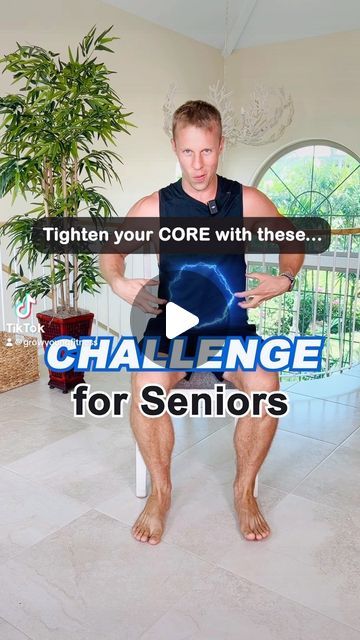 Senior Stretches, Chair Exercises For Abs, Running Techniques, Core Strengthening, Core Strengthening Exercises, Easy Exercises, Chair Exercises, Abs And Cardio Workout, Strengthen Core