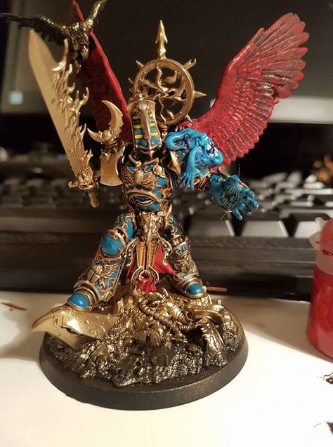 Thousand Sons Conversions, Warhammer Thousand Sons Art, Warhammer Chaos Space Marines, Warhammer 40k Thousand Sons Miniatures, Warhammer 40k Chaos Space Marines Miniatures, Chaos 40k, Chaos Lord, Fantasy Figurine, Thousand Sons