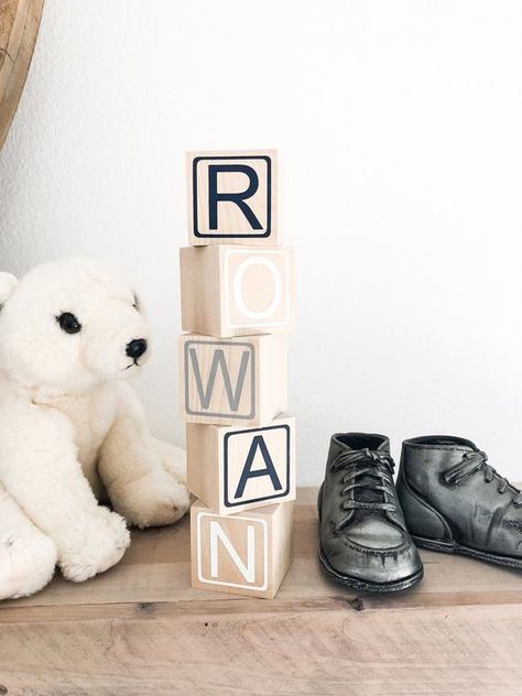 Baby Name Letters, Baby Name Blocks, Letter Blocks, Wooden Toys For Toddlers, Name Blocks, Newborn Accessories, Mount Pleasant Sc, Nursery Shelves, Wood Letter