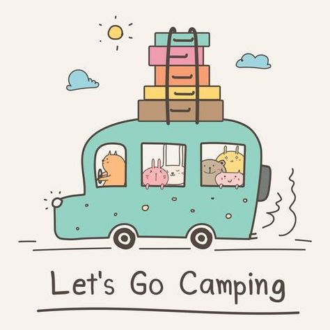 Camping Clipart, Kids Graphics, Doodle Ideas, Kids Background, Cute Animal Clipart, Funny Doodles, Animal Clipart, Go Camping, Doodle Drawings