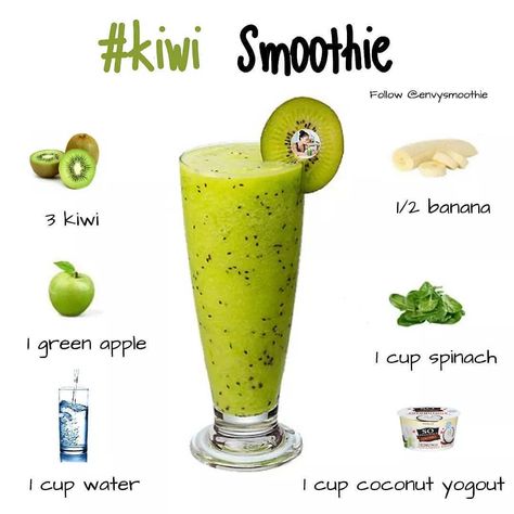 Smoothie Diet Plan’s Instagram post: “This healthy green kiwi smoothie recipe is perfect for a fast breakfast. 🌞🍽 Packed full of nutrients from apples, bananas and spinach but…” Kiwi Smoothie Recipes, Kiwi Banana Smoothie, Belly Fat Smoothies, Green Apple Smoothie, Apple Smoothie Recipes, Kiwi Recipes, Fast Breakfast, Banana Apple Smoothie, Flat Belly Smoothie