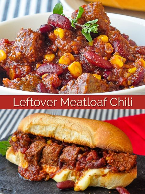 Chipotle Meatloaf Chili or Chili Sloppy Joes. Put that leftover meatloaf to great use in a quick, easy chili recipe or make fantastic Sloppy Joes. #oldfashionedrecipes #sloppyjoes #leftovers #leftovermeatloaf #chili #chilirecipes Quick Easy Chili Recipe, Meatloaf Chili, Chipotle Meatloaf, Leftover Meatloaf, Meatloaf Dinner, Easy Chili, Chili Recipe Easy, Slow Cooker Chili, Healthy Slow Cooker