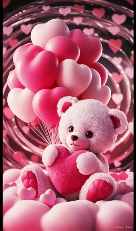 Beautiful Pink Wallpaper Iphone, Soft Wallpaper Iphone, Pink Teddy Bear Wallpaper, Teddy Wallpaper, Pink And White Balloons, Valentine Hearts Art, Flor Iphone Wallpaper, Cute Teddy Bear Pics, Cute Wallpapers For Android