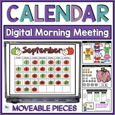 First Grade Calendar, Math Calendar, Morning Meeting Slides, Morning Calendar, Kindergarten Calendar, Telling Time Practice, Interactive Calendar, Calendar Math, Classroom Calendar