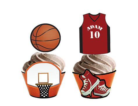 Basketball Cupcake Toppers & Wrappers Sports by PartyMakeover, $7.00 Basketball Theme Cake, Printable Topper, Basketball Cupcakes, Basketball Boyfriend, Cake Printable, Basketball Cookies, Nike Basketball Socks, Basketball Drawings, Basketball Birthday Parties