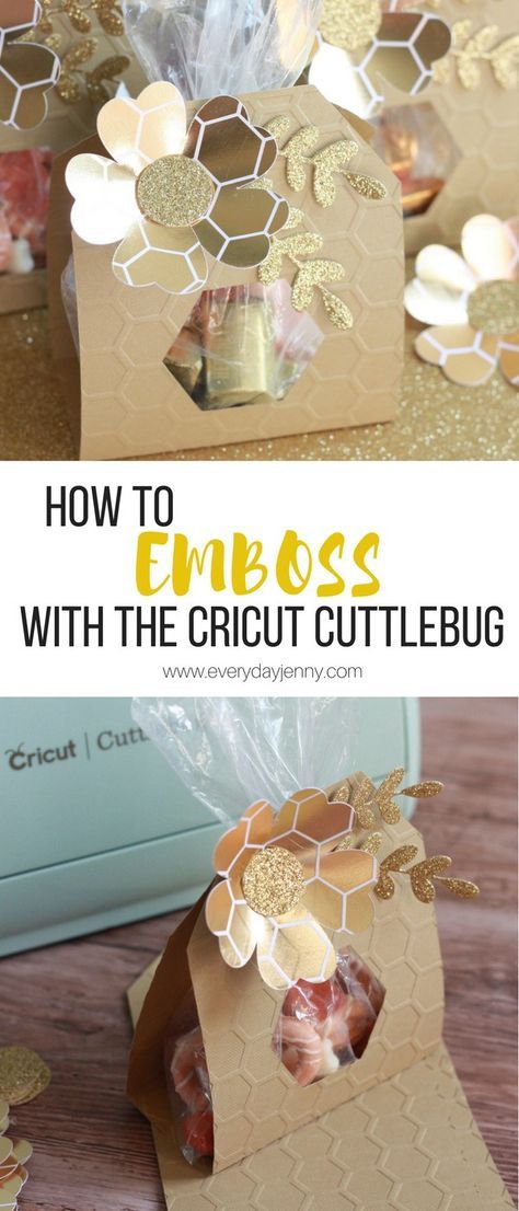 Learn to use your Cricut Cuttlebug to emboss and die cut party favors. #Cricut #CricutCuttlebug Party Favors Cricut, Diy Crafts Paper, Gold Party Favors, Diy Clothes Storage, Card Making Ideas Easy, Cricut Cuttlebug, Minds Eye, Cricut Tips, Diy Gifts For Kids