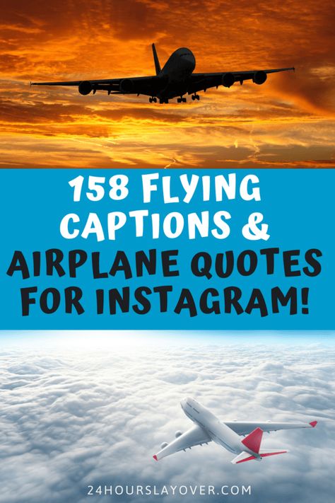 THE BEST FLYING & AIRPLANE CAPTIONS & QUOTES FOR INSTAGRAM! Captions For Flight Attendant, Flight Attendant Captions, Flying Puns, Flying Captions, Airplane Instagram, Quotes Clouds, Flying Quotes, Travel Slogans, Airplane Quotes