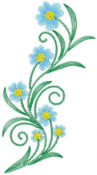 Blue flower free embroidery - Flowers free machine embroidery designs - Machine embroidery community Best Embroidery Machine, Pola Bordir, Floral Embroidery Patterns, Hoop Embroidery, Embroidery Transfers, Hand Embroidery Flowers, Embroidery Patterns Vintage, Paper Embroidery, Pola Sulam