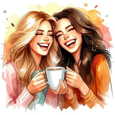 Arabic Kaligrafi, Beautiful Sister Quotes, Four Best Friends, Friendship Day Special, Blonde And Brunette Best Friends, Hug Illustration, Sisters Images, Friends Enjoying, Friends Clipart