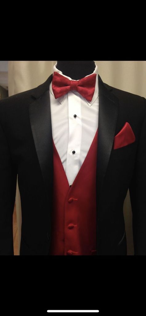 Black Suit With Red Tie, Black And Red Tuxedo, Suit With Red Tie, Tuxedo With Tails, Red Tuxedo, Bored Af, Things To Do When Bored, Pretty Prom Dresses, Red Tie