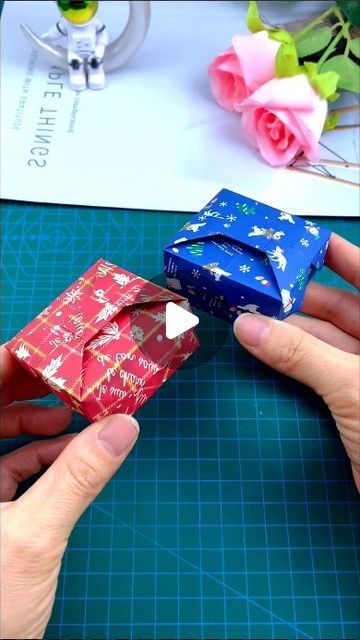 Origami Box Instructions, Paper Bows Diy, Paper Box Tutorial, Origami Box Tutorial, Origami Gift Box, Cute Origami, Gift Wrapping Techniques, Paper Bow, Crafts For Seniors