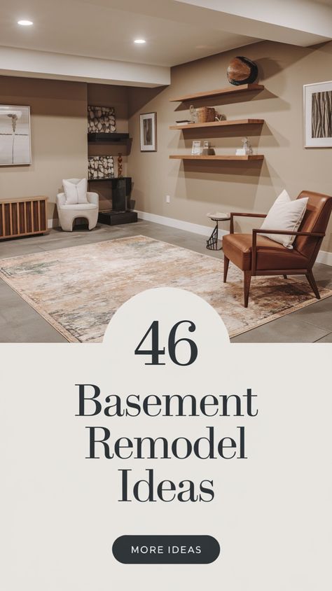 Explore 46 stylish basement remodel ideas that blend modern elegance with cozy charm. From functional layouts to chic decor and clever storage solutions, transform your basement into a stunning retreat for relaxation or entertainment. Save these ideas to inspire your next renovation project! ✨📚 #BasementDesign #InteriorInspo #HomeImprovementIdeas Downstairs Remodel Ideas, Small Basement Reno Ideas, Best Basement Flooring Options, Diy Basement Renovation, Basement Foyer Ideas, Updated Basement Ideas, Multipurpose Basement Layout, Basement Renovations Before And After, Neutral Basement Ideas