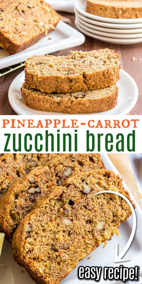 Carrot Zucchini Bread, Carrot Zucchini, Carrot Bread, Zucchini Bread Recipe, Zucchini Cake, Zucchini Bread Recipes, Quick Healthy Breakfast, Bread Making, Quick And Easy Breakfast