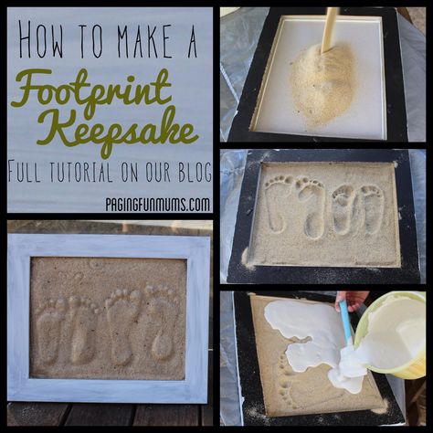 Beach Art Diy, Sand Footprint, Beach Keepsakes, Beach Themed Crafts, Footprint Keepsake, Footprint Craft, Diy Beach Decor, Diy Plaster, Footprint Crafts