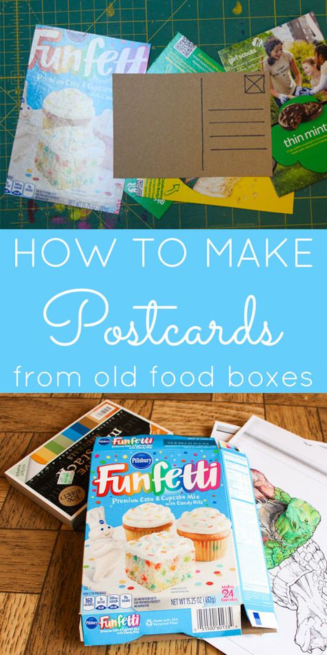 Cereal Box Craft, Snail Mail Inspiration, Diy Postcard, Postcards Diy, Food Boxes, Green World, Fun Mail, Fabric Postcards, Postcard Art