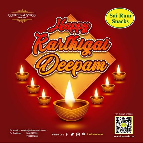 Sairam Snacks wishes everyone a Happy Karthikai Deepam... May the divine light from the diyas enlighten our souls....illuminate our paths and bless us in every ray, every way!! #sairamsnacks #karthikaideepam #festivalsofindia #snacks #snacksonsnacks #traditionalsnacks #traditionalsnacksoftamilnadu #traditionalsnacksofsouthindia #foodforthought Festivals Of India, Divine Light, Sai Ram, South India, The Divine, Bird Prints, Food For Thought, Birthday Candles, Snacks