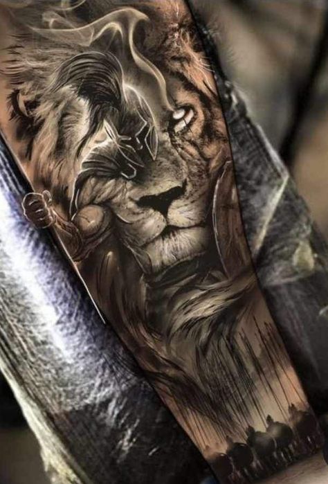 Mens Owl Tattoo, Lion Shoulder Tattoo, Memorial Tattoo Ideas, Family Tattoos For Men, Spartan Tattoo, Realistic Tattoo Sleeve, Lion Head Tattoos, Greek Mythology Tattoos, Men Tattoos Arm Sleeve