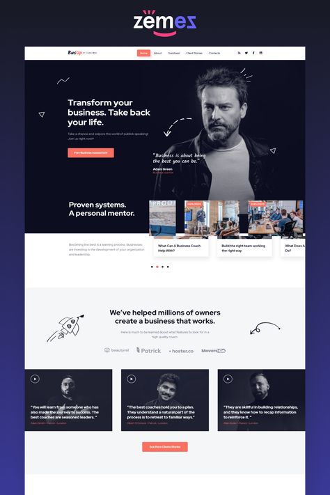 Engage the audience to join your project with this public speaker website template. It will be a great platform to sell your promoting services. There you can find brands widget, built-in videos, trendy parallax background symbols that catches visitors' eyes. BusUp public speaker design include several pages that tell about your company, business strategies, your clients' stories, etc. The contact page allows the users quickly find the contact data to get in touch with you. Motivational Website Design, Public Speaker Website, Public Speaker Website Design, Motivational Speaker Website Design, Speaker Website Design, Gold Web Design, Speaker Website, Website Design Modern, Real Estate Website Design