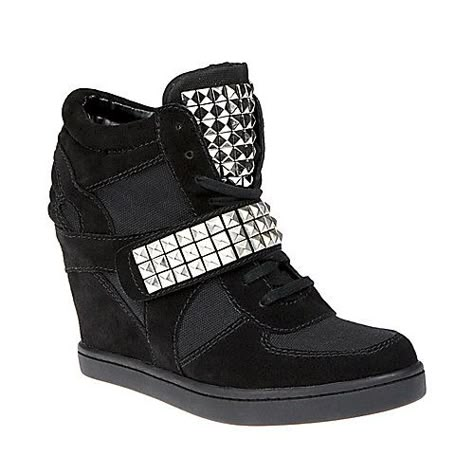 HAMLIT BLACK MULTI women's athletic fashion hightop - Steve Madden Black Wedge Sneakers, Steve Madden Wedges, Steve Madden Sneakers, Suede Wedges, Wedge Sneakers, Boots And Sneakers, Wedge Sneaker, Steve Madden Shoes, Rivets