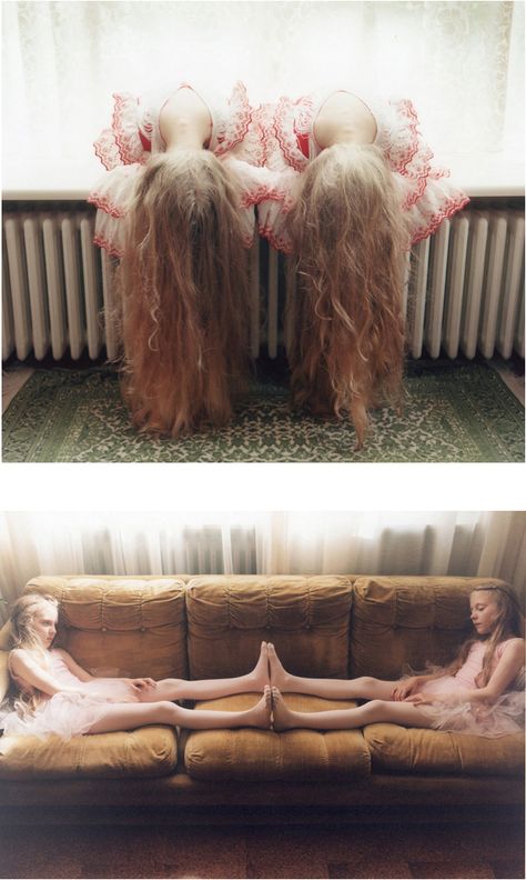 Identical Twins Aesthetic, Period Photography, V Words, Picnic At Hanging Rock, Baby Pink Aesthetic, Identical Twins, Blue Lake, Mirror Image, Just Girl Things