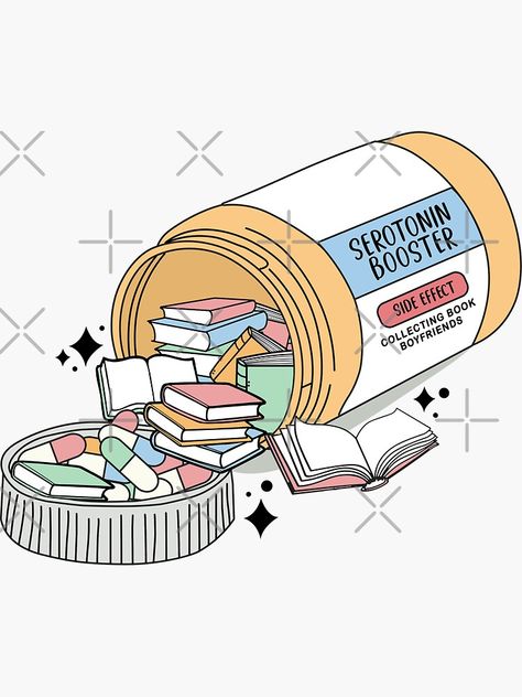 "Serotonin Booster Books Reading Aesthetic" Sticker for Sale by StickyBook Serotonin Boosters, Bookish Quotes, Sticker Design Inspiration, Library Aesthetic, Reading Aesthetic, Aesthetic Sticker, Book Boyfriends, Reading Journal, Aesthetic Stickers