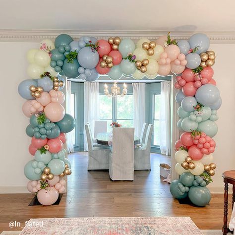 4 Color Balloon Garland, Rectangular Balloon Backdrop, Rectangular Balloon Arch, Easter Balloon Arch Church, Balloon Arch On Stand, Large Balloon Garland, Backdrop Stand With Balloons, Baby Shower Balloon Arch Ideas, Freestanding Balloon Garland