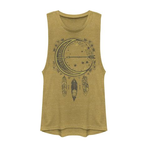 This gorgeous Juniors' Moon Arrow Dream Catcher Muscle Tee is sure to become your new favorite graphic tee. In gold heather.  Crewneck SleevelessFABRIC & CARE Cotton, polyester Imported Machine wash - Delicate Size: Xxl. Gender: unisex. Age Group: kids. Muscle Tank Top, Muscle Tank Tops, Muscle Tee, Muscle Tank, Muscle Tees, Muscle Tanks, Gender Female, Fabric Care, Baby Fashion