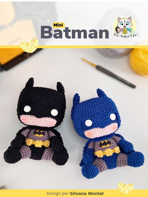 Batman Amigurumi Free Pattern, Crochet Batman Free Pattern, Batman Crochet Pattern, Amigurumi Spiderman, Batman Free, Batman Amigurumi, Crochet Batman, Crochet Fish Patterns, Crochet Fish