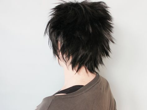 Short Black Wig, Dark Black Hair, Short Black Wigs, Short Spiky Hairstyles, Spiky Hair, Pieces Men, Messy Hair, Black Wig, Emo Goth