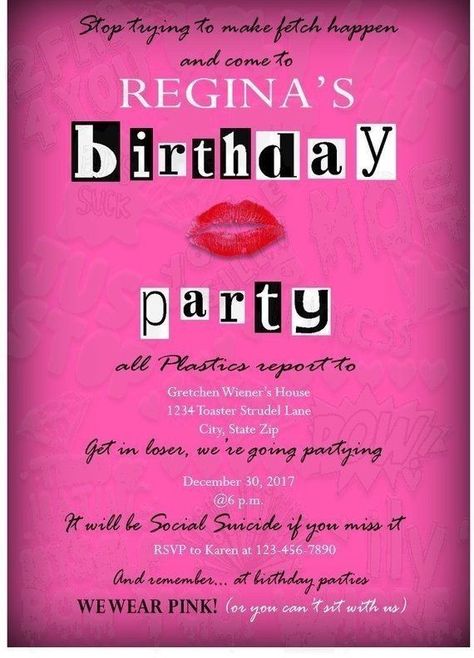 Mean Girls Party, Bday Party Theme, Pink Birthday Party, Birthday Party For Teens, 13th Birthday Parties, 18th Birthday Party, 14th Birthday, Cadeau Photo, Bday Girl