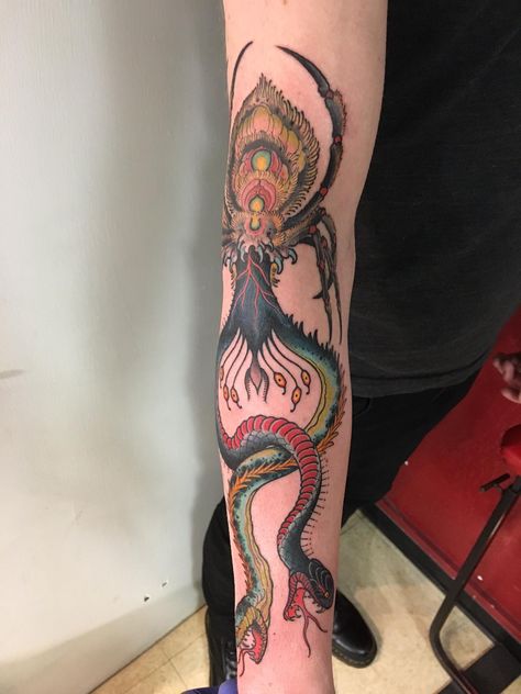 The Chimaera inspired by Star Wars Rebels' Thrawn. Seth Wood at Temple Tattoo Oakland CA Thrawn Star Wars, 21 Movie, Warning Symbol, Wood Tattoo, Two Snakes, Temple Tattoo, Movie Tattoos, Star Wars Tattoo, Star Wars Rebels