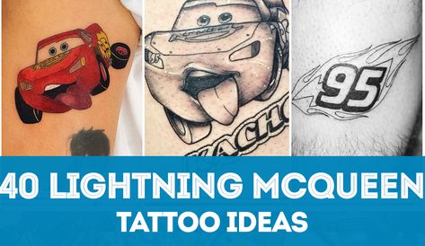 Huge list of ideas for Lightning McQueen tattoo designs. Get inspired! This Pixar icon has become a popular tattoo theme for Disney fans. Pixar Cars Tattoo Ideas, Cars Tattoo Ideas Disney, Lightening Mcqueen Tattoos, Disney Cars Tattoo Ideas, Pixar Cars Tattoo, Lightning Mcqueen Tattoo Ideas, Cars Tattoo Disney, Cars Movie Tattoo, Lightning Mcqueen Tattoo