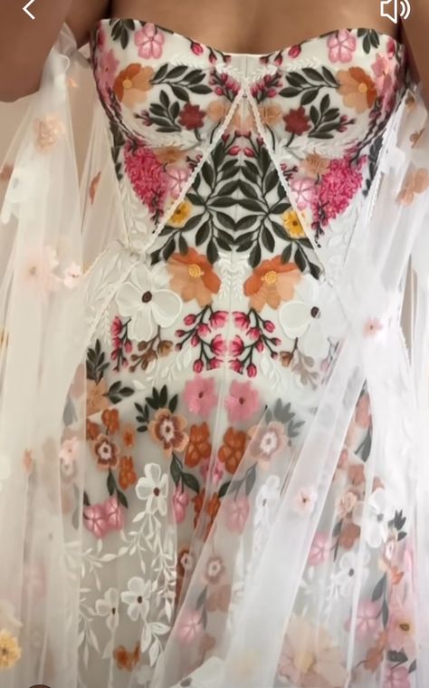 Wildflower Theme Wedding Dress, Wildflower Theme Wedding, Sunset Wedding Theme, Wildflower Theme, Ariel Wedding, Vip Dress, Mexican Wedding Dress, Boho Street Style, Christmas Dress Women