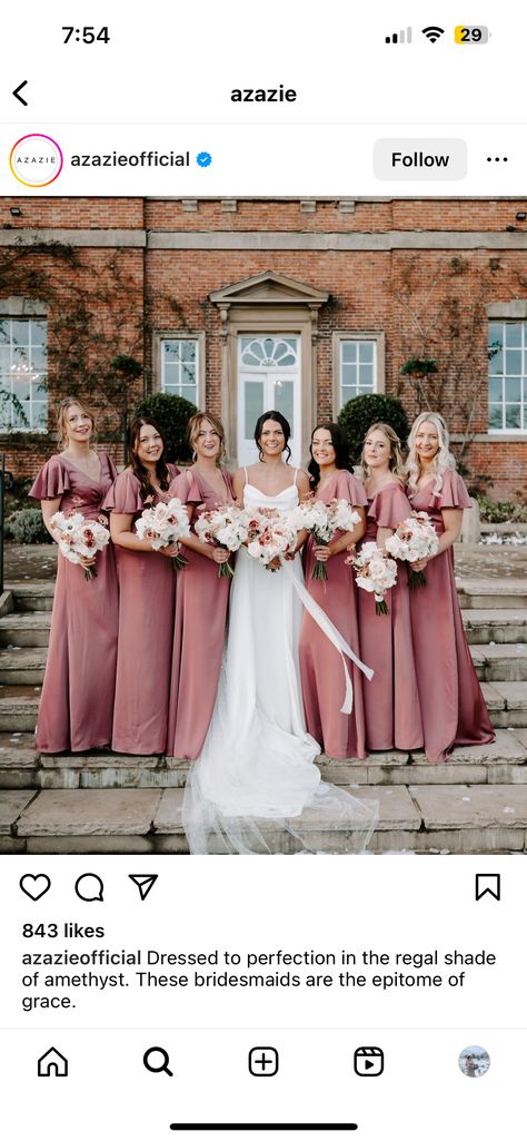 Amethyst Bridesmaid Dresses, Azazie Amethyst, Wedding Bouquet Ideas, Azazie Bridesmaid Dresses, 2024 Wedding, Bouquet Ideas, Wedding Floral, Dusty Rose, Wedding Bouquet