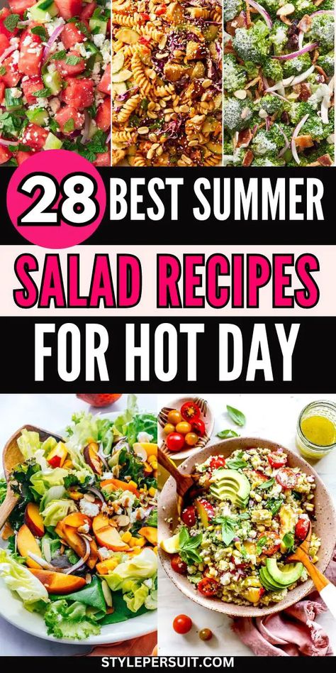 28 Easy Summer Salad Recipes For Hot Days - StylePersuit Different Salads Ideas, Summer Salads Healthy, Recipes For Hot Days, Summer Salads Recipes, Cracker Salad, Summer Salad Recipes Healthy, Easy Summer Salad Recipes, Main Dish Salad Recipes, Spring Salads