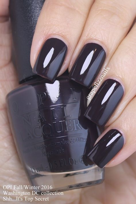 OPI Shh...It's Top Secret! is a deep brown that looks almost black. I love this classy shade! Dc Collection, Hand Nails, Nail Decor, Nagellack Trends, Nail Colour, Polish Colors, Black Nail, Colorful Nail Designs, Opi Nails