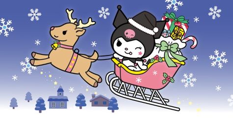 Kuromi Christmas Wallpaper, Kuromi Images, Kuromi Christmas, Pink Wallpaper Desktop, Light Purple Wallpaper, Christmas Desktop, Baby Friends, Hello Kitty Themes, Xmas Wallpaper