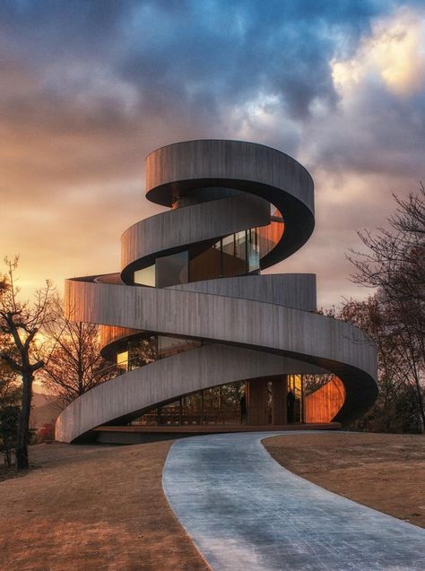 "Ribbon Chapel" ~ by Hiroshi Nakamura & NAP Co., Ltd. ~ Miks' Pics "Modern Architecture" board @ http://www.pinterest.com/msmgish/modern-architecture/ Onomichi Japan, Ribbon Chapel, Hiroshi Nakamura, Architecture Cool, Architecture Unique, مركز ثقافي, Modern Architecture Building, Interesting Buildings, Amazing Buildings