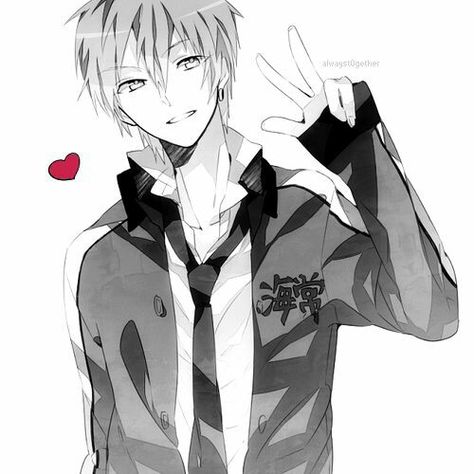 Anime boy, cute, heart, jacket, peace sign; Anime Guys Kise Ryouta, Image Couple, Yandere Boy, 골든 리트리버, Dipper Pines, Profil Anime, Anime Lindo, Anime Guys Shirtless, Art Manga