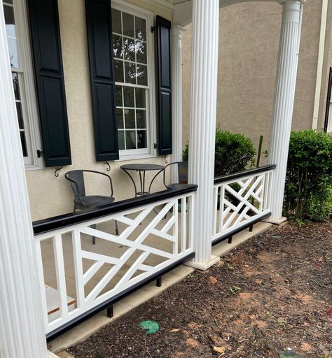 How To Build A Porch, Porch Railing Designs, Deck Stair Railing, Front Porch Addition, Front Porch Railings, Stairs Railing, Patio Stairs, Tiny House Stairs, Porch Addition