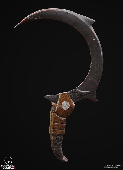 ArtStation - Sickle Melee Weapon, Aditya Kashyap Sickle Concept Art, Fantasy Sickle Design, Sickle Dnd, Fantasy Sickle, Sickle Drawing, Sickles Art, Sickle Design, Aditya Kashyap, Dessin Game Of Thrones