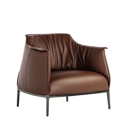 Made from thick top-grain leather, our sofa ensures that every leather-covered area is crafted from premium first-layer cowhide for unmatched durability and luxury. Brayden Studio® Upholstery Color: Dark Brown | Accent Chair - Brayden Studio® Eleyna brownGenuine Leather in Dark Brown | 29.52" H X 32.67" W X 31.49" D | Wayfair Brown Accent Chair, Jean Marie Massaud, Apartment Luxury, Poltrona Frau, Large Armchair, Leather Armchair, Top Grain Leather, Luxury Apartments, Accent Chair