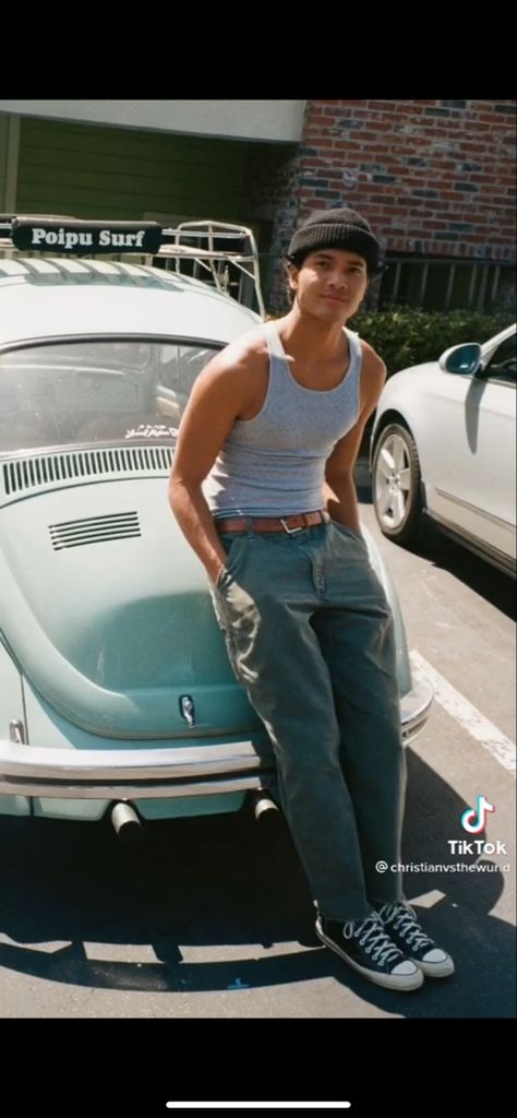 Mens Wifebeater Outfit, Jeans And Tank Top Outfit Men, 2000s Aesthetic Men Fashion, Men’s 2000s Outfits, Beater Outfits Men, 2000s Fashion Men Summer, Male Tank Top Outfit Aesthetic, White Tank Top Outfit Aesthetic Men, Men Wife Beater Outfits