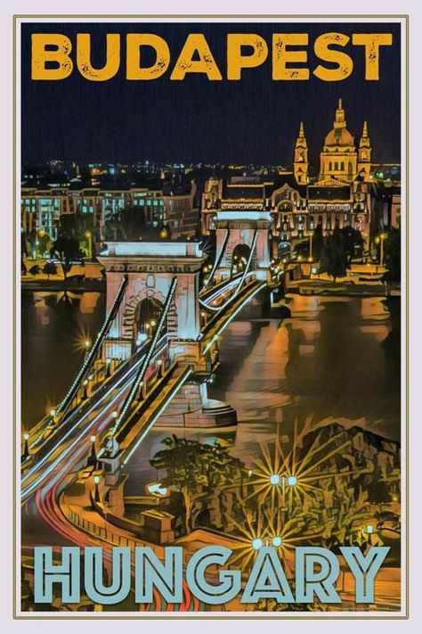 Vintage Posters For Wall, Vintage City Posters, Travel And Memories, Budapest Poster, Budapest Travel, Vintage Poster Design, Retro Travel Poster, Life Poster, Art Deco Posters