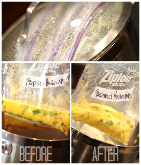 Make an Omelet in a BAG!!! www.Prepared-Housewives.com #camping #omelet #eggs Omlet In A Bag, Electric Forrest, Camp Breakfast, Survival Cooking, Stove Design, Homesteading Life, Prepared Eggs, Quick Meal Prep, Camping Breakfast