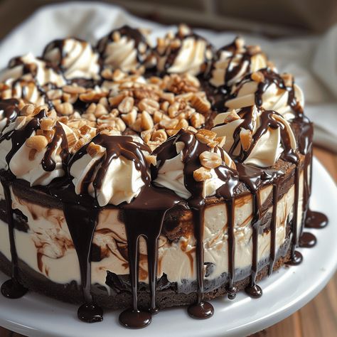 If you’re in search of a show-stopping dessert that marries the richness of brownies, the smoothness of cheesecake, and the indulgence of a classic hot fudge sundae, look no further. ... Read more Brownie Sundae Cheesecake, Famous Barr Cheesecake, Hot Fudge Brownie Sundae, Desserts For Auction, Hot Fudge Sundae Cheesecake, Hot Fudge Brownie Cheesecake, Autumn Cheesecake Recipes, Kit Kat Cheesecake Recipes, Hot Fudge Sundae Brownie Cheesecake