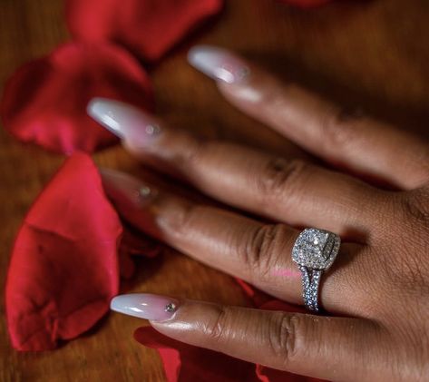 Black Women Wedding Rings, Black Woman Engagement Ring, Black Women Engagement Rings, Engagement Ring On Black Woman Hand, Engagement Rings On Black Women, Wedding Rings Black Women, Engagement Rings Black Women Hand, Square Wedding Rings, Beautiful Marriage